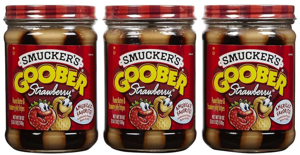 Smucker's Goober Peanut Butter & Strawberry Jelly Stripes, 18 oz (Pack of 3) Smucker's