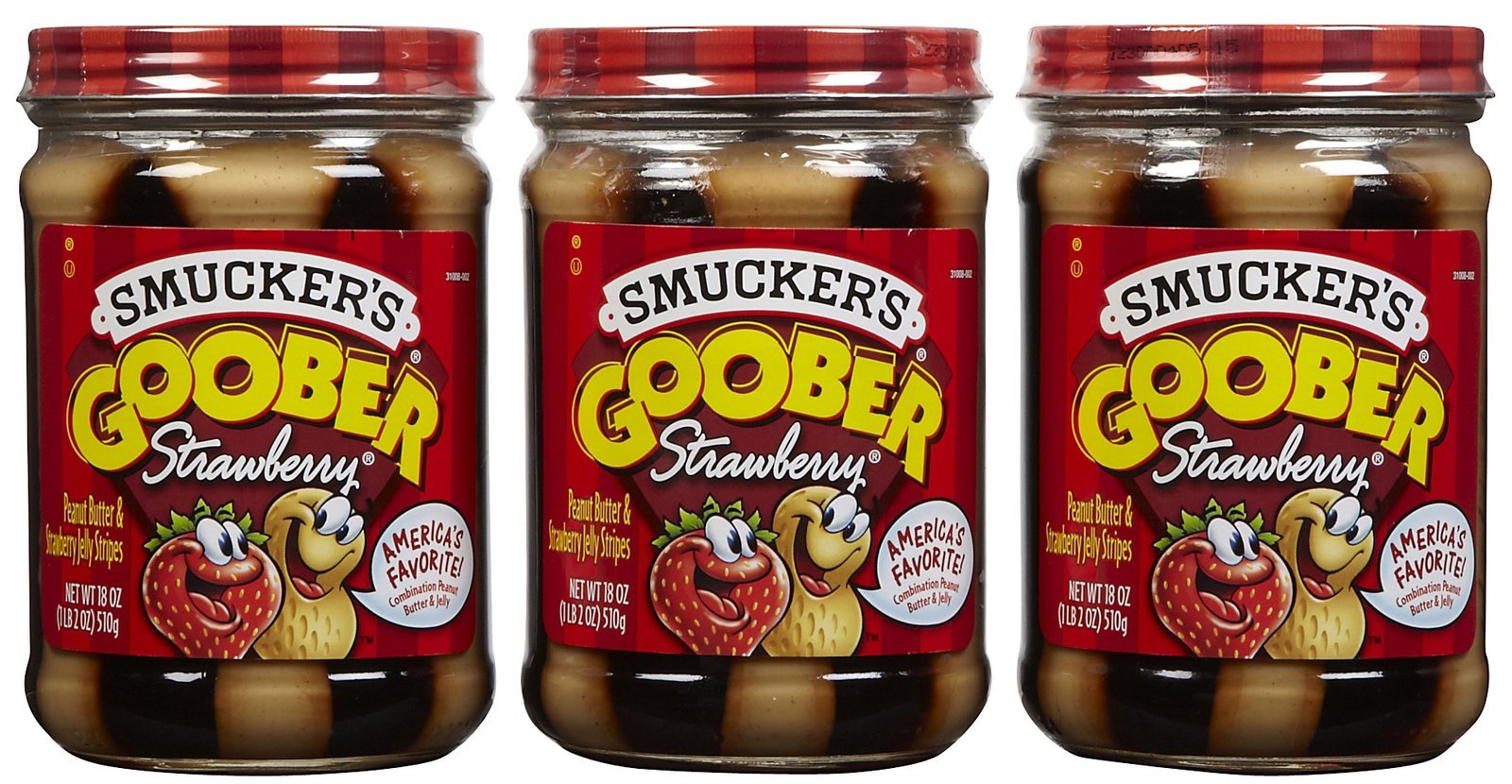 Smucker's Goober Peanut Butter & Strawberry Jelly Stripes, 18 oz (Pack of 3) Smucker's