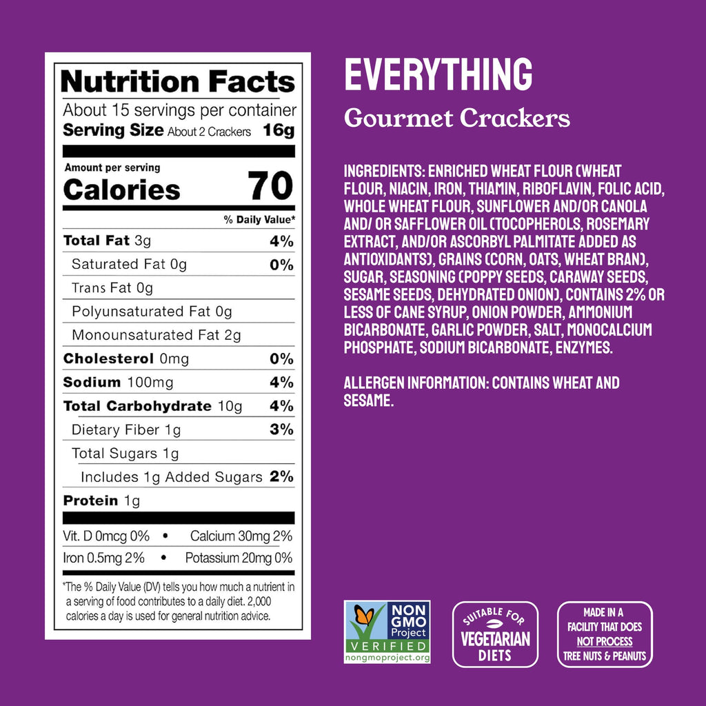 Milton's Gourmet Crackers, Everything, 8.4 oz Milton's