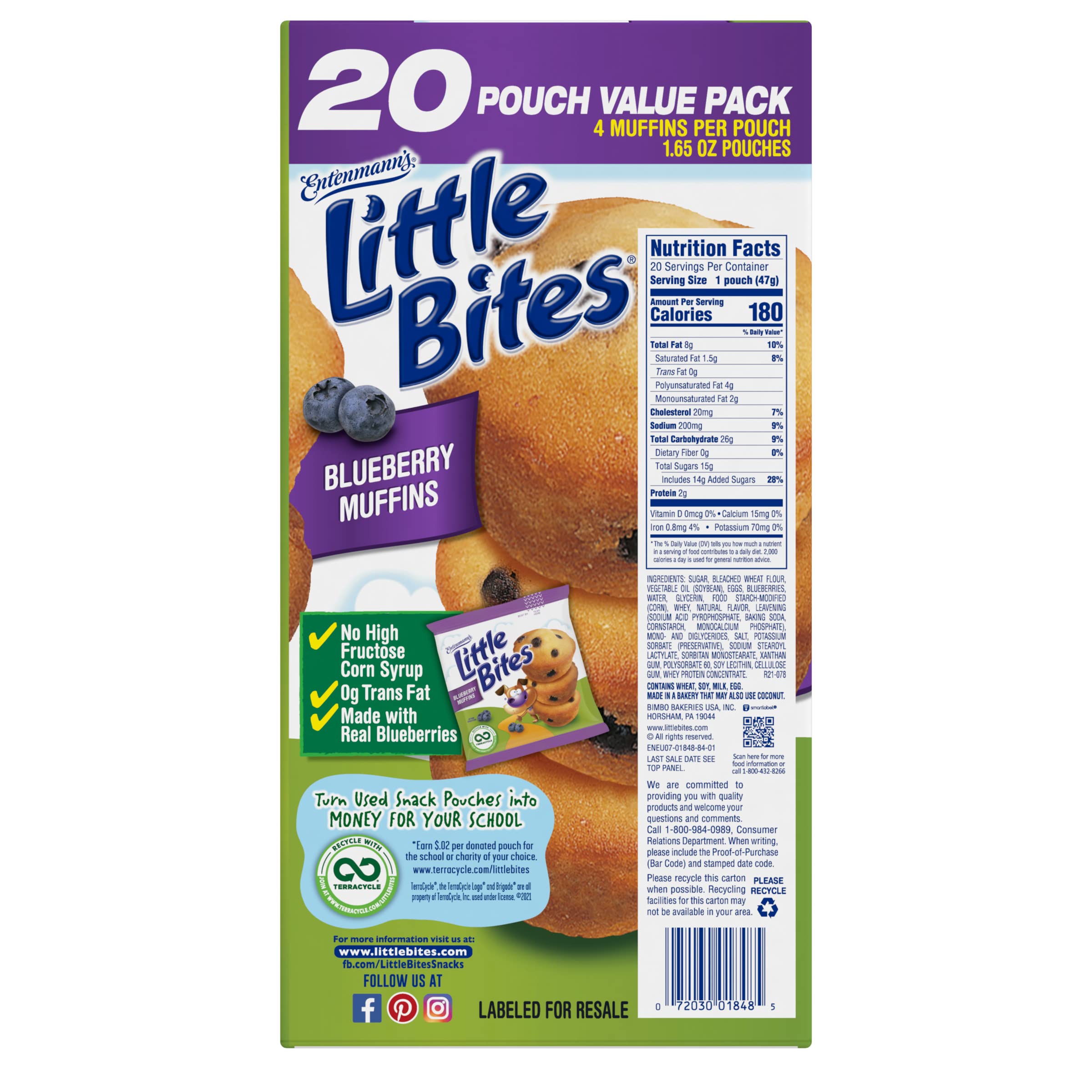 Entenmann's Little Bites Blueberry Mini Muffins, 20 ct Entenmann's