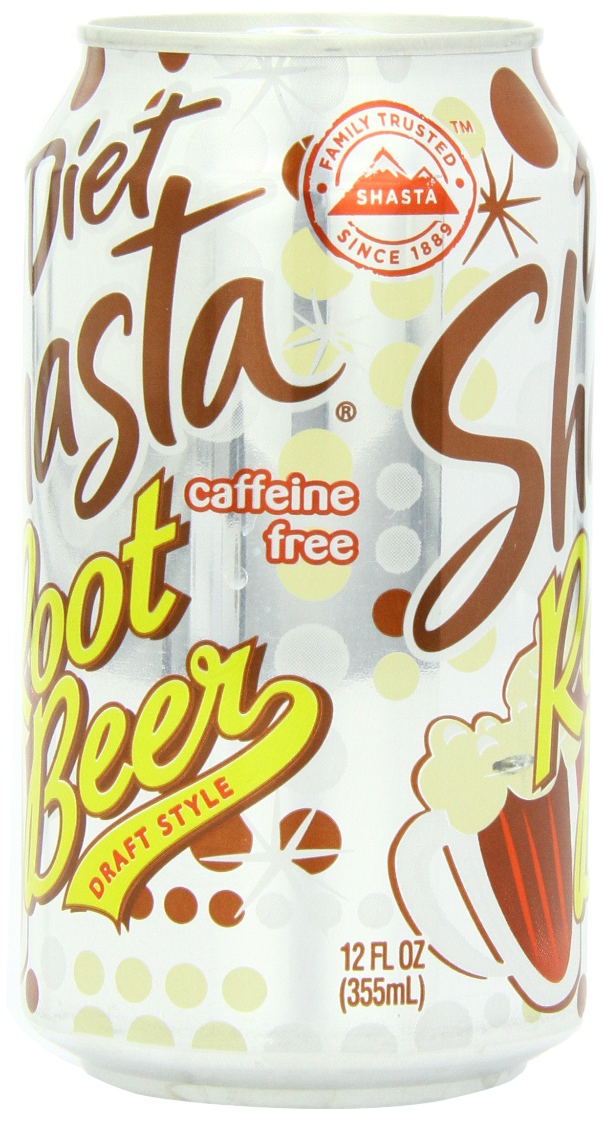 Shasta Diet Root Beer Soda, 12 fl oz (Pack of 24) Shasta