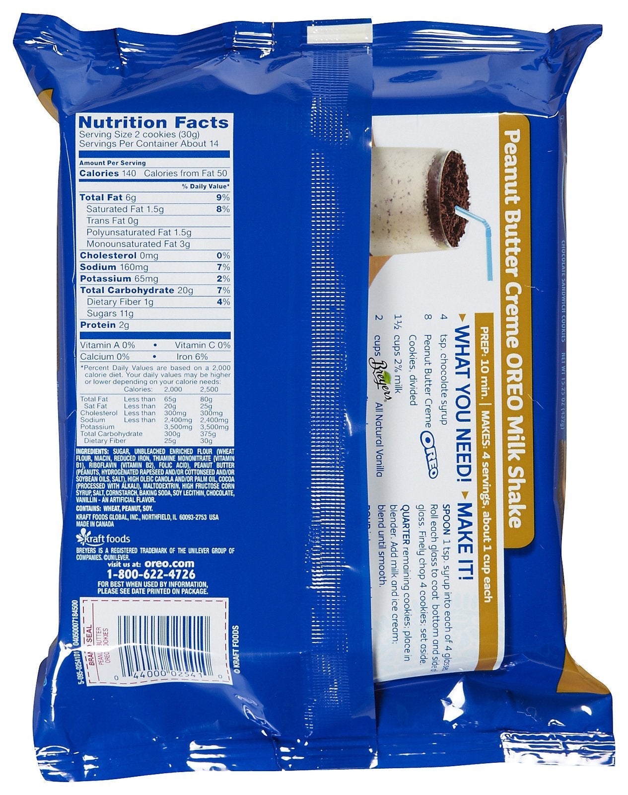 Oreo Peanut Butter Sandwich Cookies, 15.25 oz Oreo