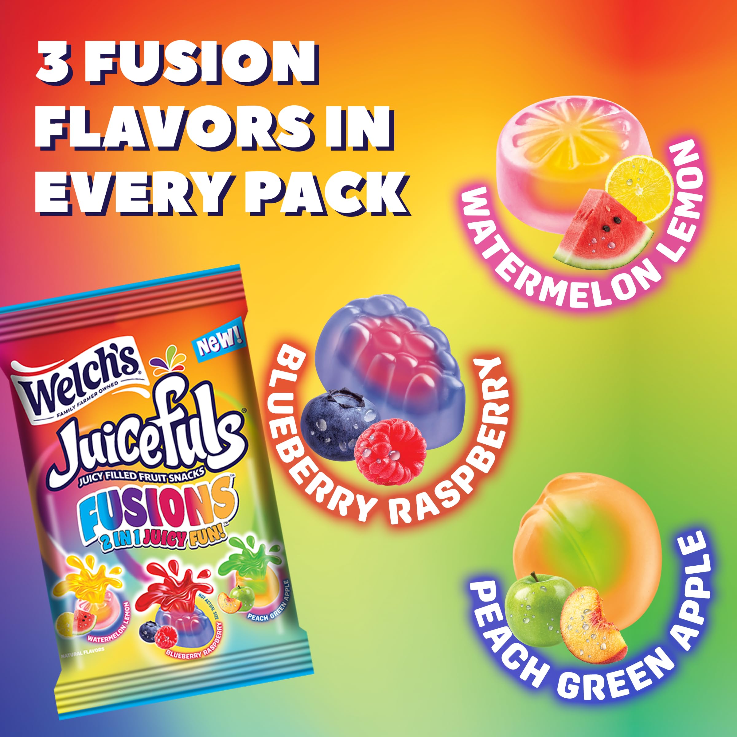 Welch's Juicefuls Fusions Fruit Snacks, Assorted, 0.8 oz (Pack of 50) Welch's