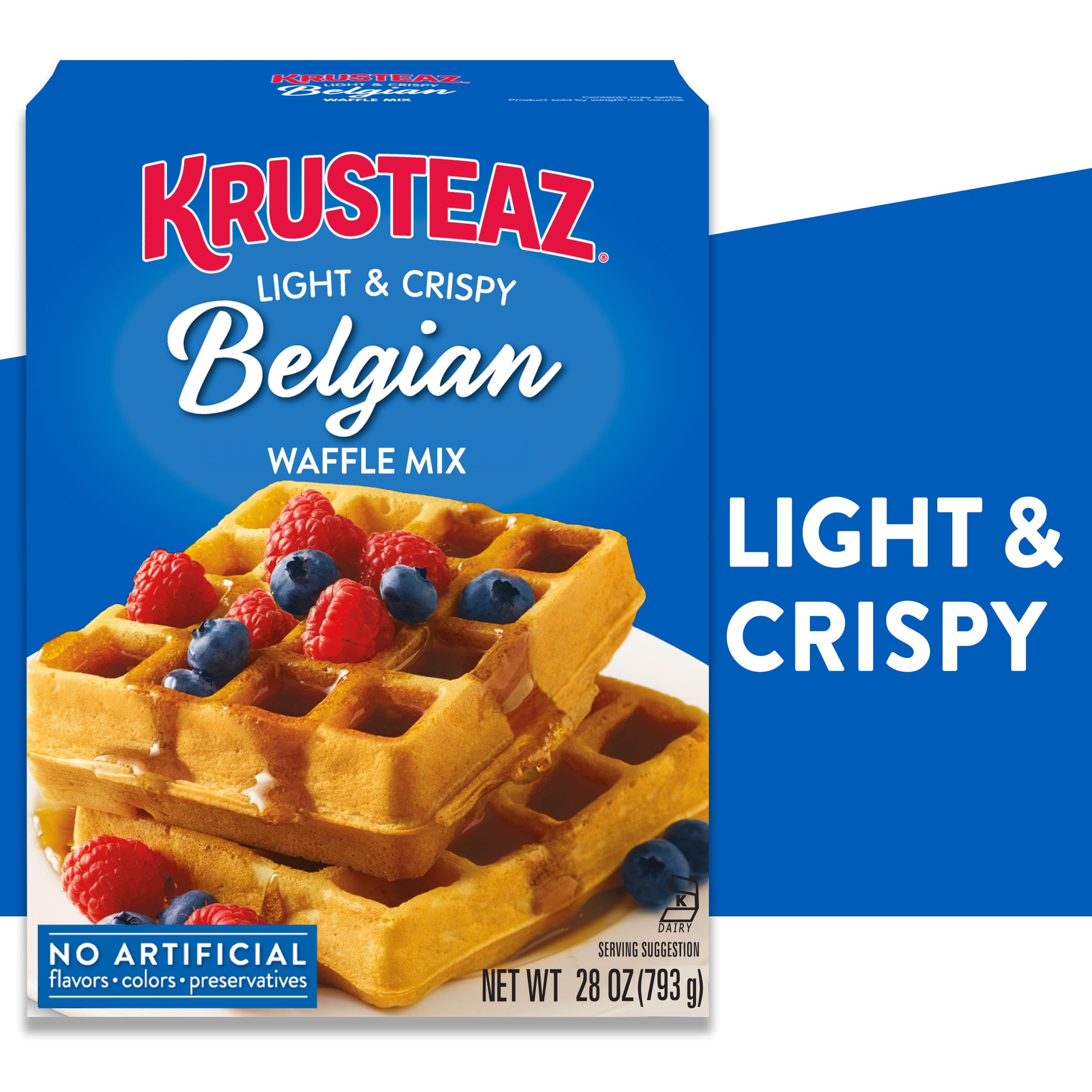 Krusteaz Light and Crispy Belgian Waffle Mix, 28 oz Box Krusteaz