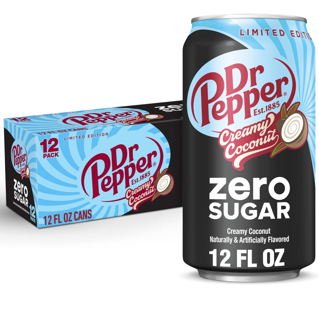 Dr Pepper Zero Sugar Creamy Coconut Soda, 12 fl oz (Pack of 12) Dr Pepper