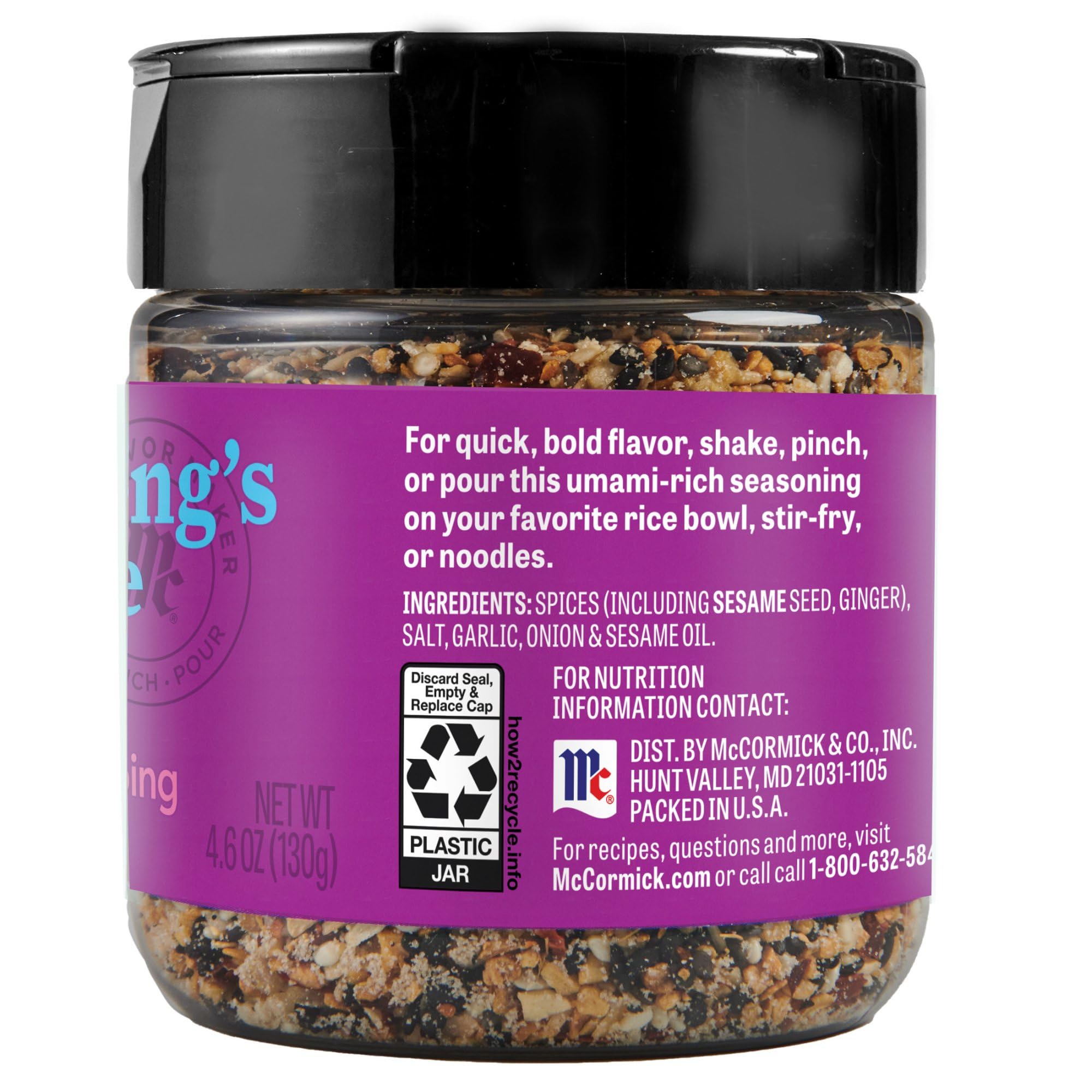 McCormick Flavor Maker Topping Seasoning, Sesame Garlic, Flip-Top Jar
