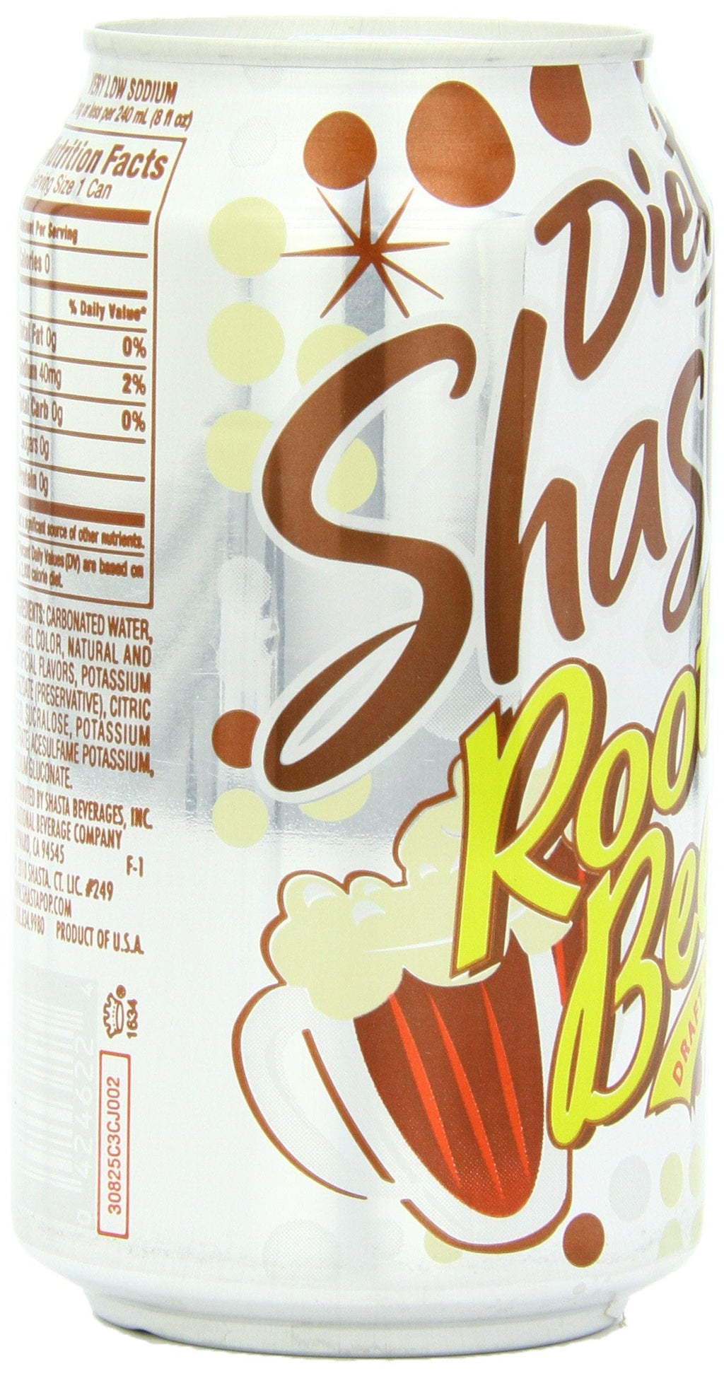 Shasta Diet Root Beer Soda, 12 fl oz (Pack of 24) Shasta