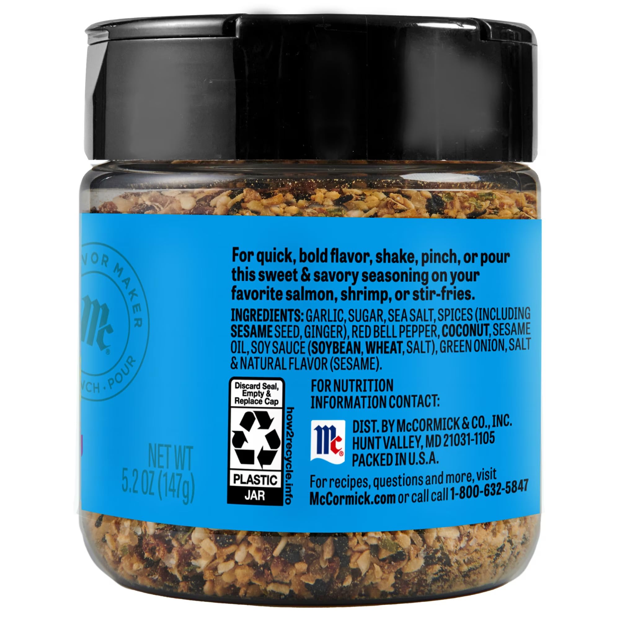 McCormick Flavor Maker Topping Seasoning, Sesame Garlic, Flip-Top Jar
