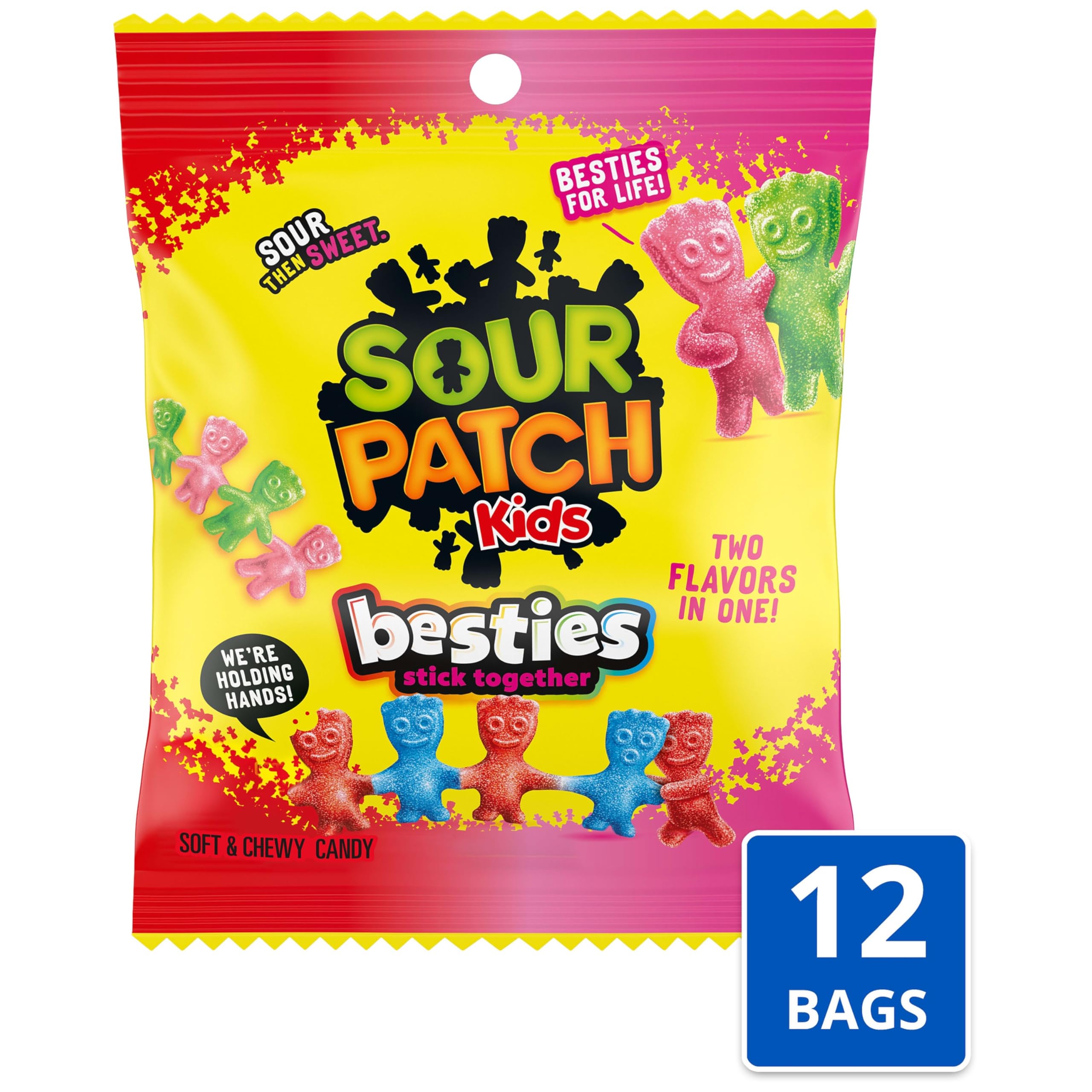 Sour Patch Kids: Besties (2 Flavors in 1), 3.18 oz, 12 Bags