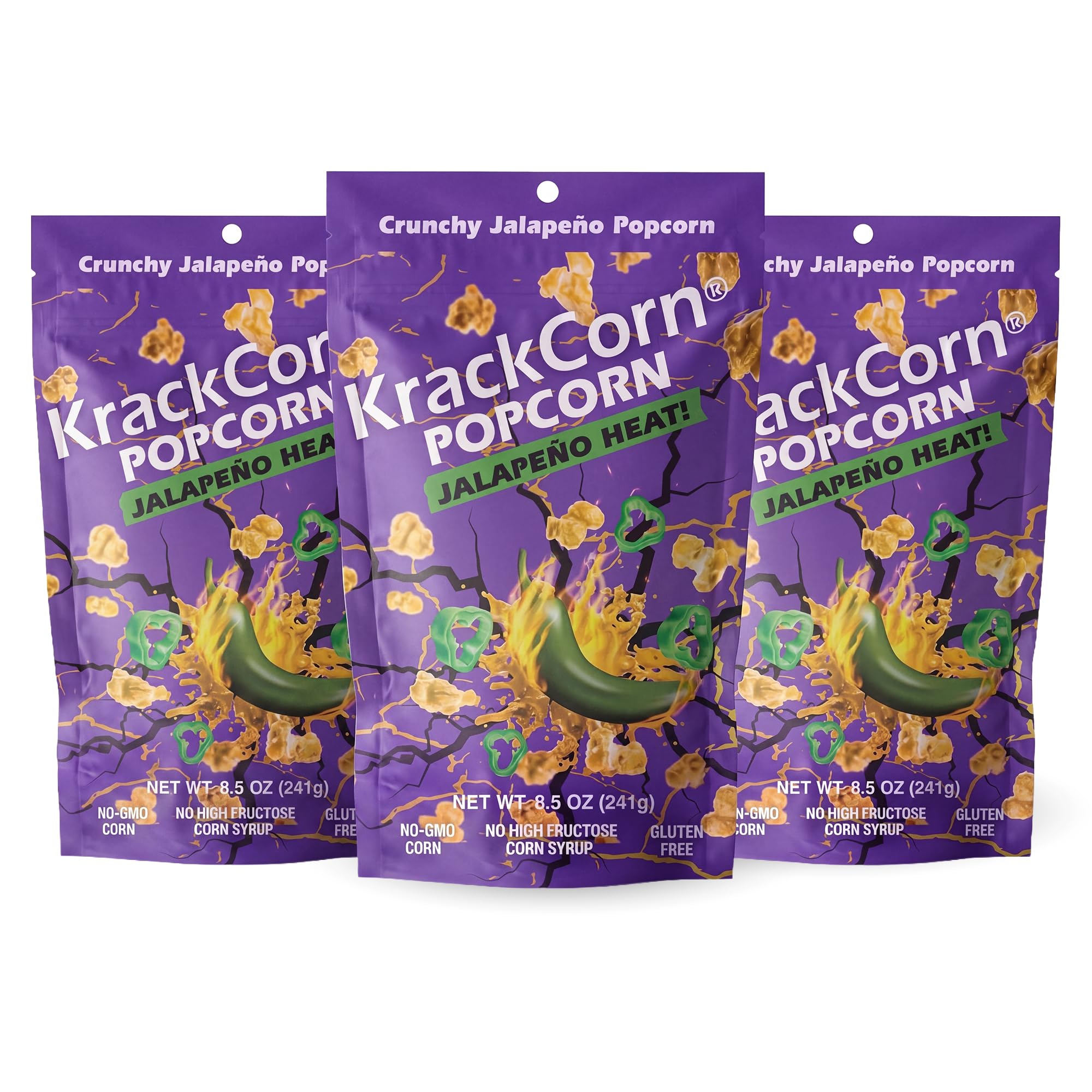 KrackCorn Jalapeno Popcorn, 8.5 oz (Pack of 3) KrackCorn