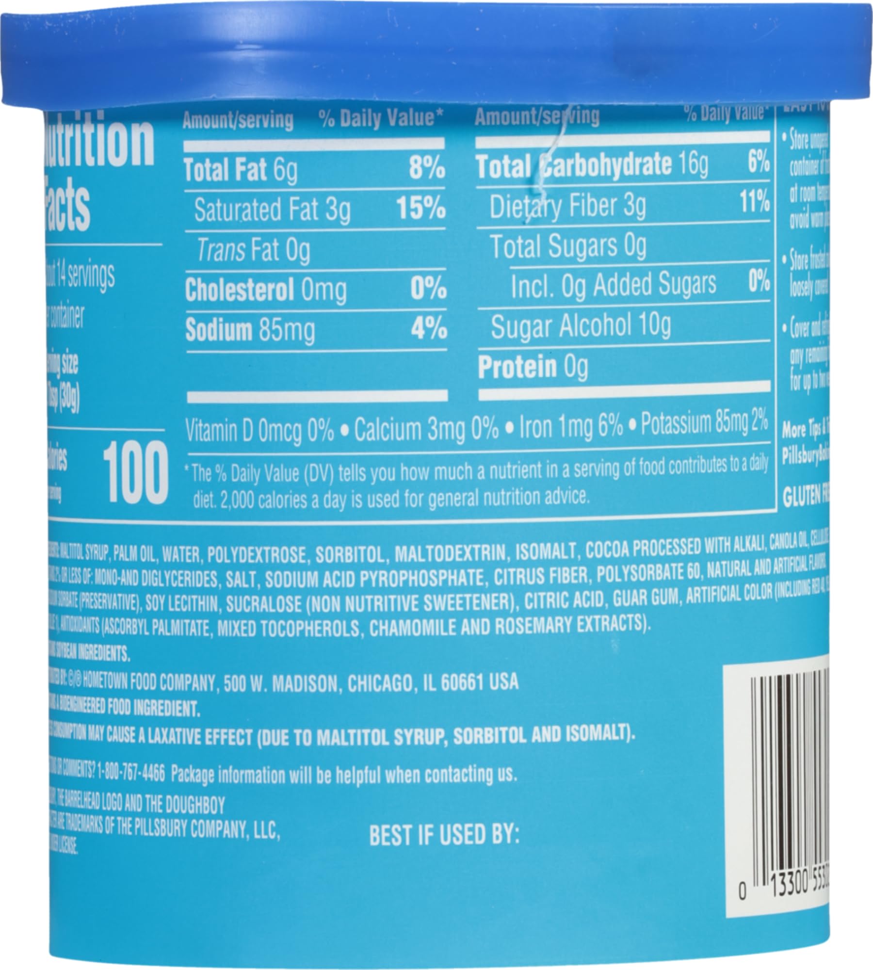 Pillsbury Zero Sugar Frosting, Chocolate & Vanilla, 15 oz (Pack of 2) Pillsbury