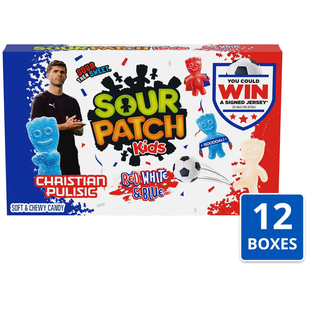 Sour Patch Kids Red, White & Blue Soft & Chewy Gummy Candy, 12 Boxes