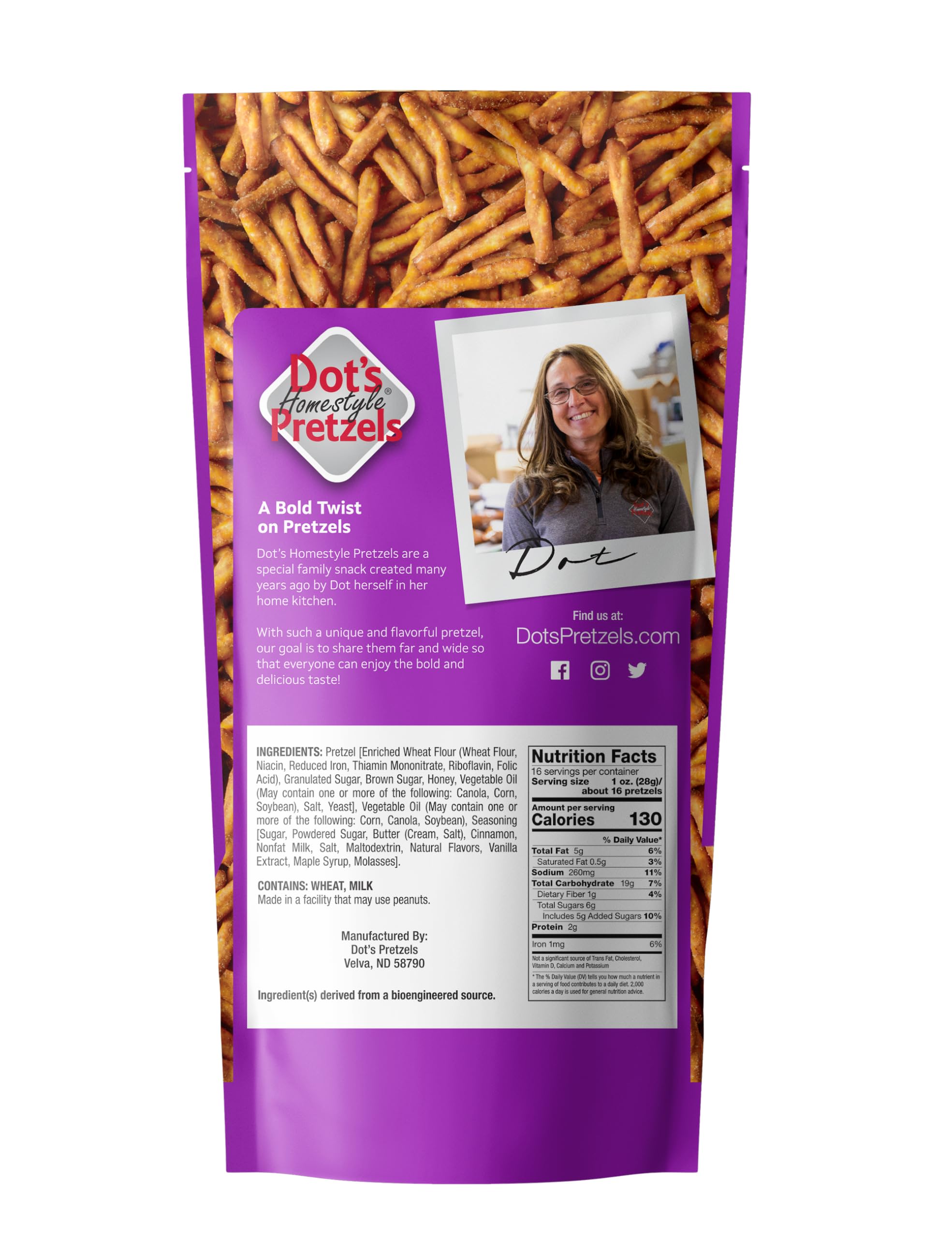 Dot's Pretzels Cinnamon Sugar Twists, 16 oz (Pack of 2) Dot's Pretzels