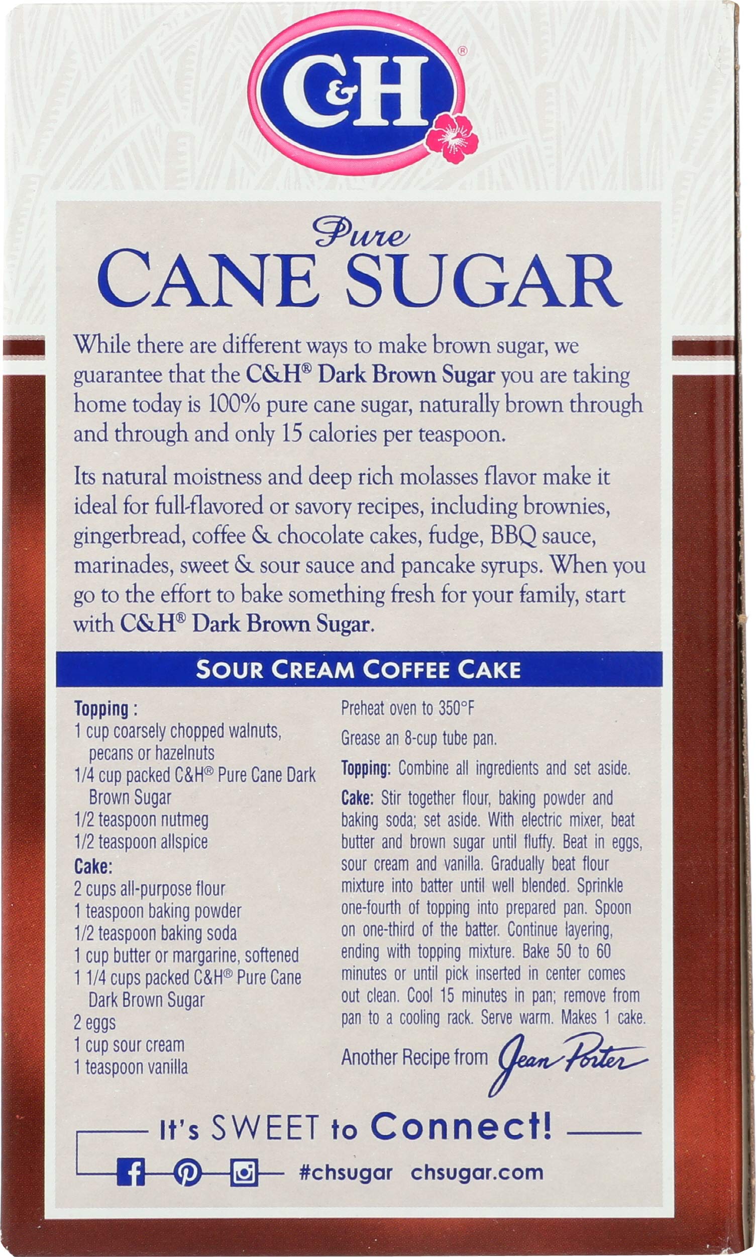 C&H C H Pure Cane Granulated Dark Brown Sugar Lb C&H