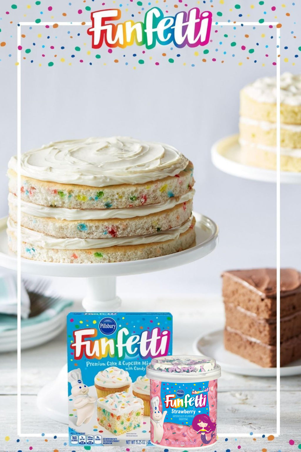 Funfetti Kids Birthday Bundle, Cake Mix and Mermaid Strawberry Frosting, 15.25 oz Funfetti