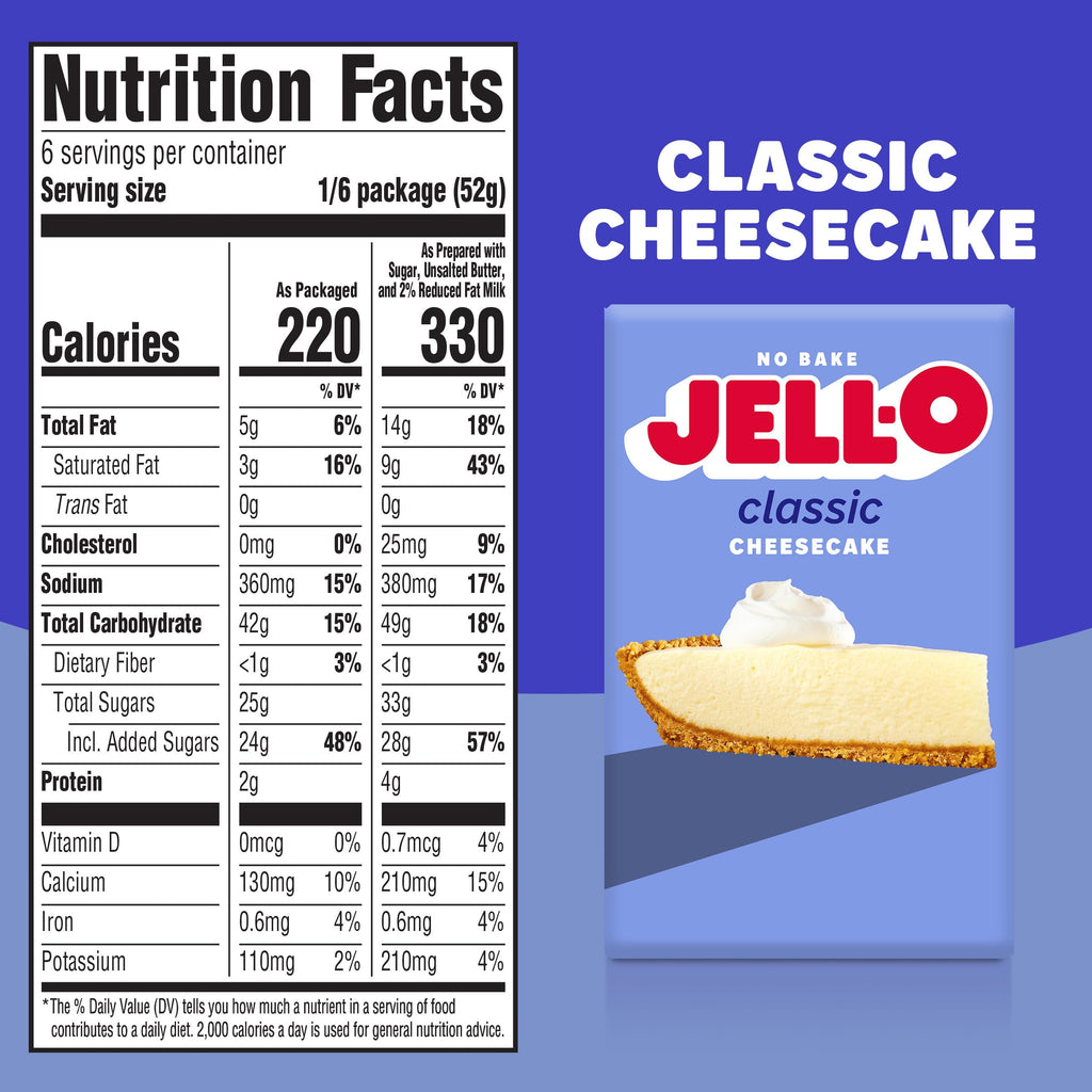 Jell-O No Bake Classic Cheesecake Dessert Kit with Filling Mix & Crust Mix