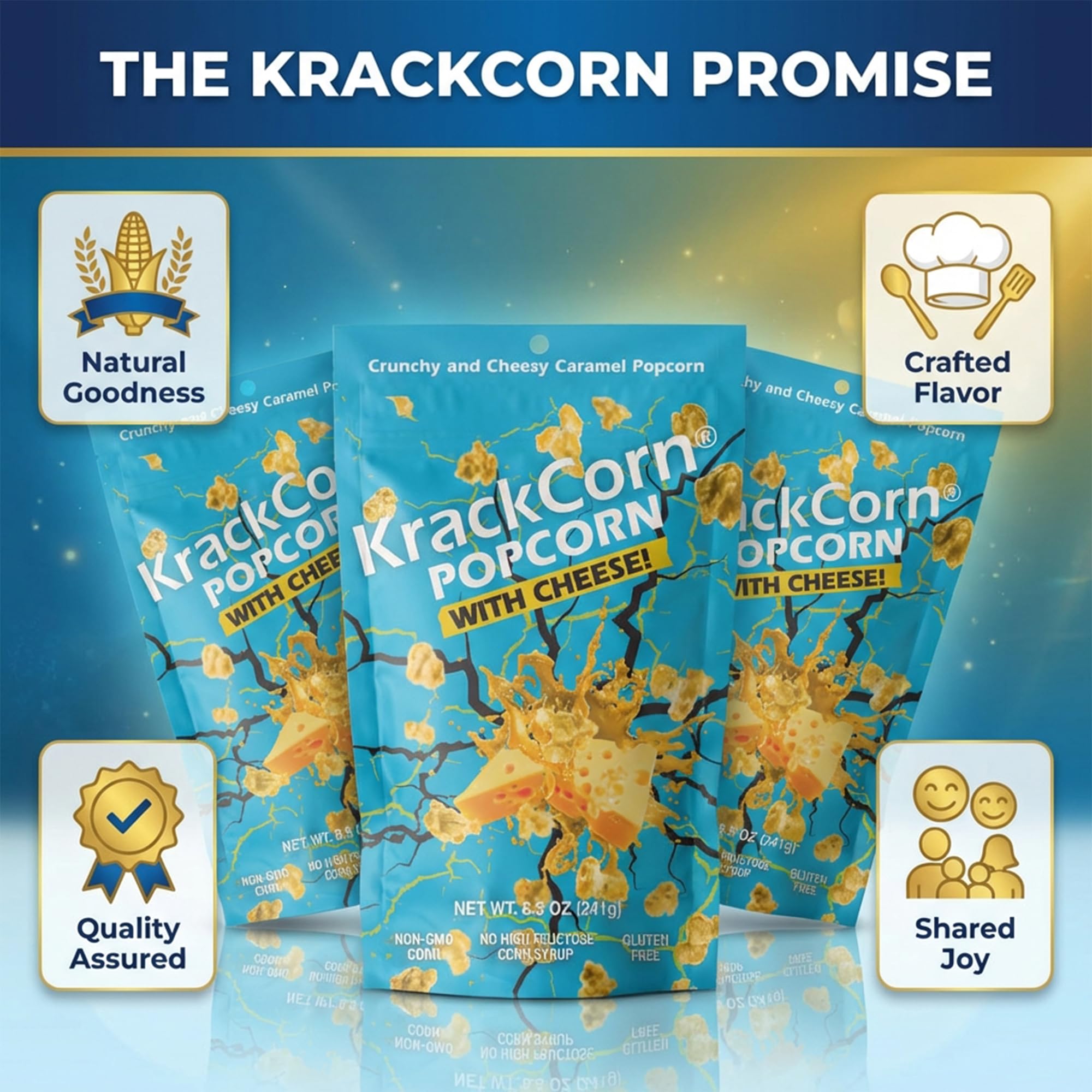 KrackCorn Cheddar Cheese & Caramel Popcorn, 8.5 oz