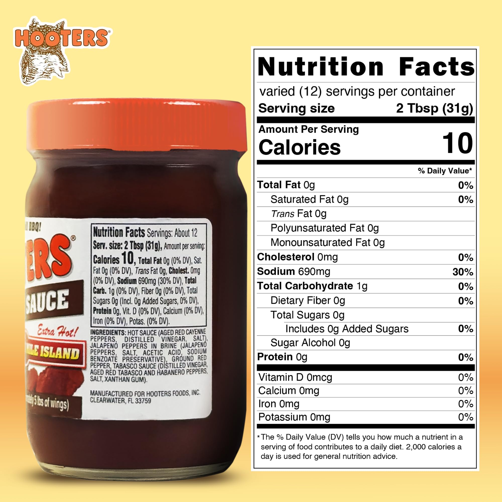 Hooters 3 Mile Island Wing Sauce, 12 fl oz Hooters