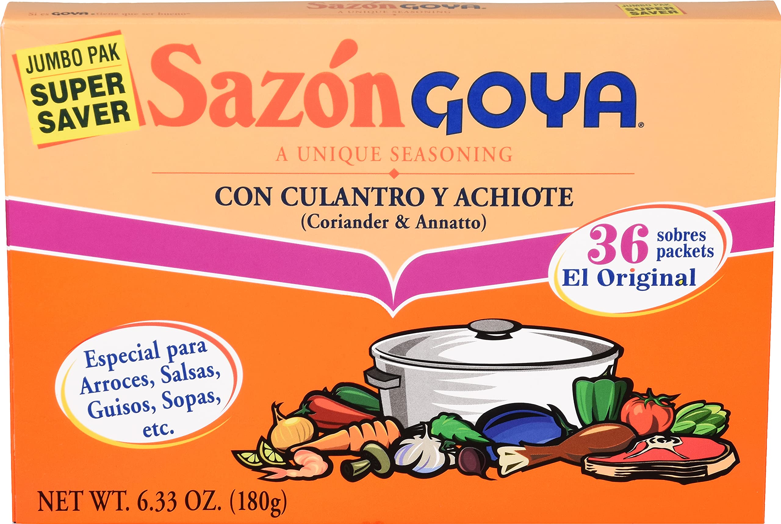Goya Sazon Seasoning with Coriander & Annatto, 6.33 oz Goya
