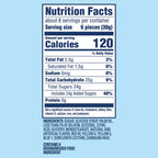 Nutrition facts label for a product with blue background