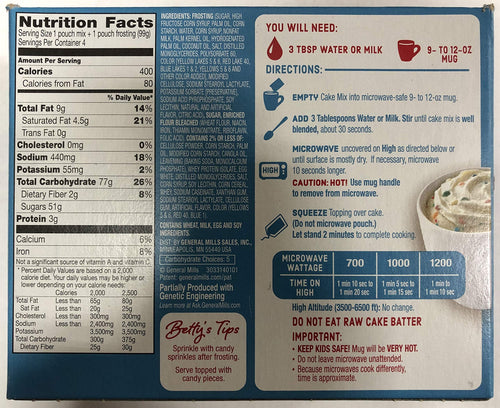 Betty Crocker Baking Mug Treats Rainbow Chip Cake Mix with Frosting, 13.9 oz Betty Crocker