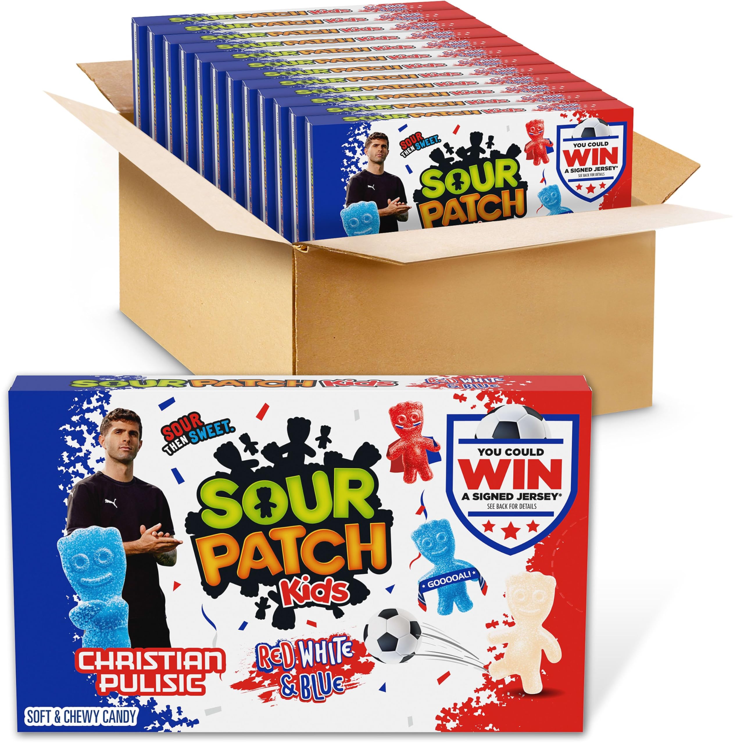 Sour Patch Kids Red, White & Blue Soft & Chewy Gummy Candy, 12 Boxes