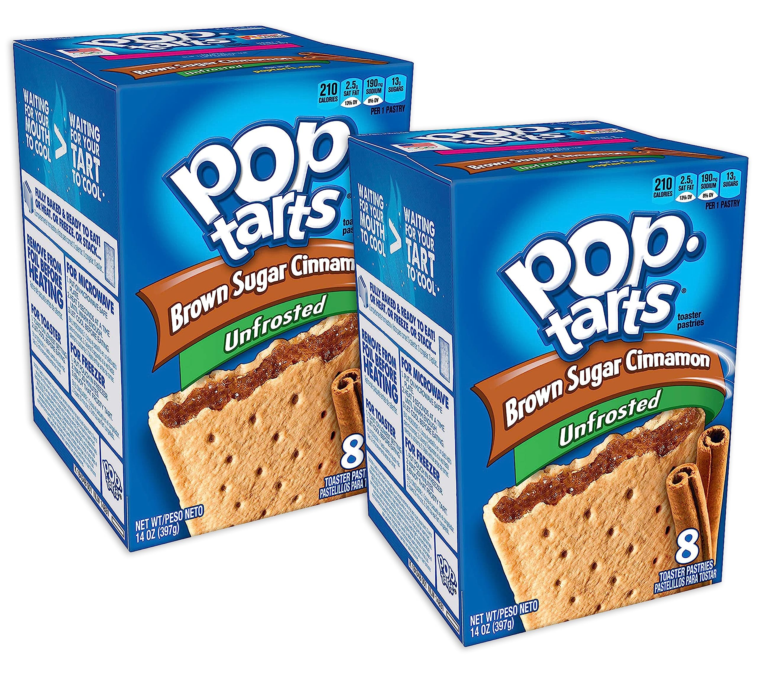 Pop-Tarts Unfrosted Brown Sugar Cinnamon Toaster Pastries, 8 ct (Pack of 2) Pop-Tarts