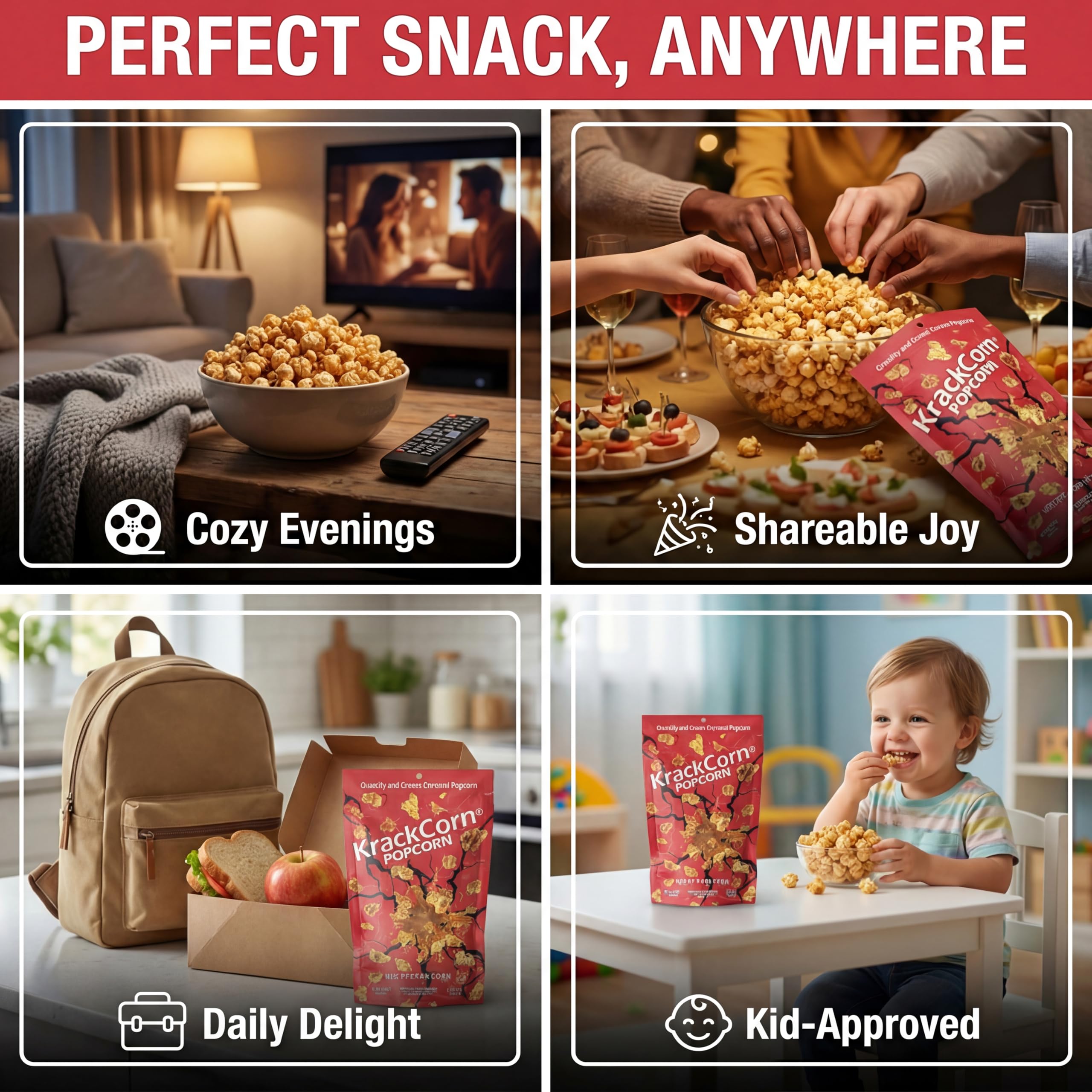 KrackCorn Sweet and Salty Caramel Popcorn, 4 oz (Pack of 6) KrackCorn