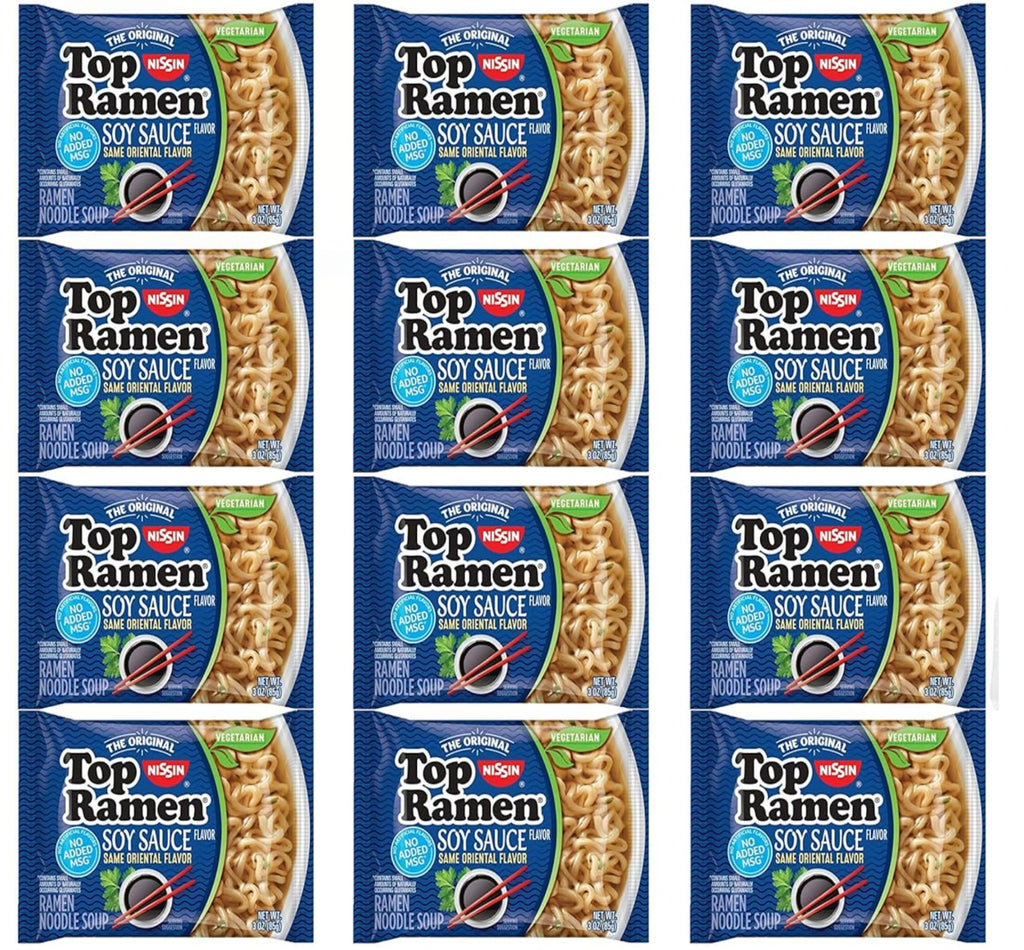 Nissin Top Ramen Soy Sauce Flavor, 3 oz (Pack of 12) Nissin