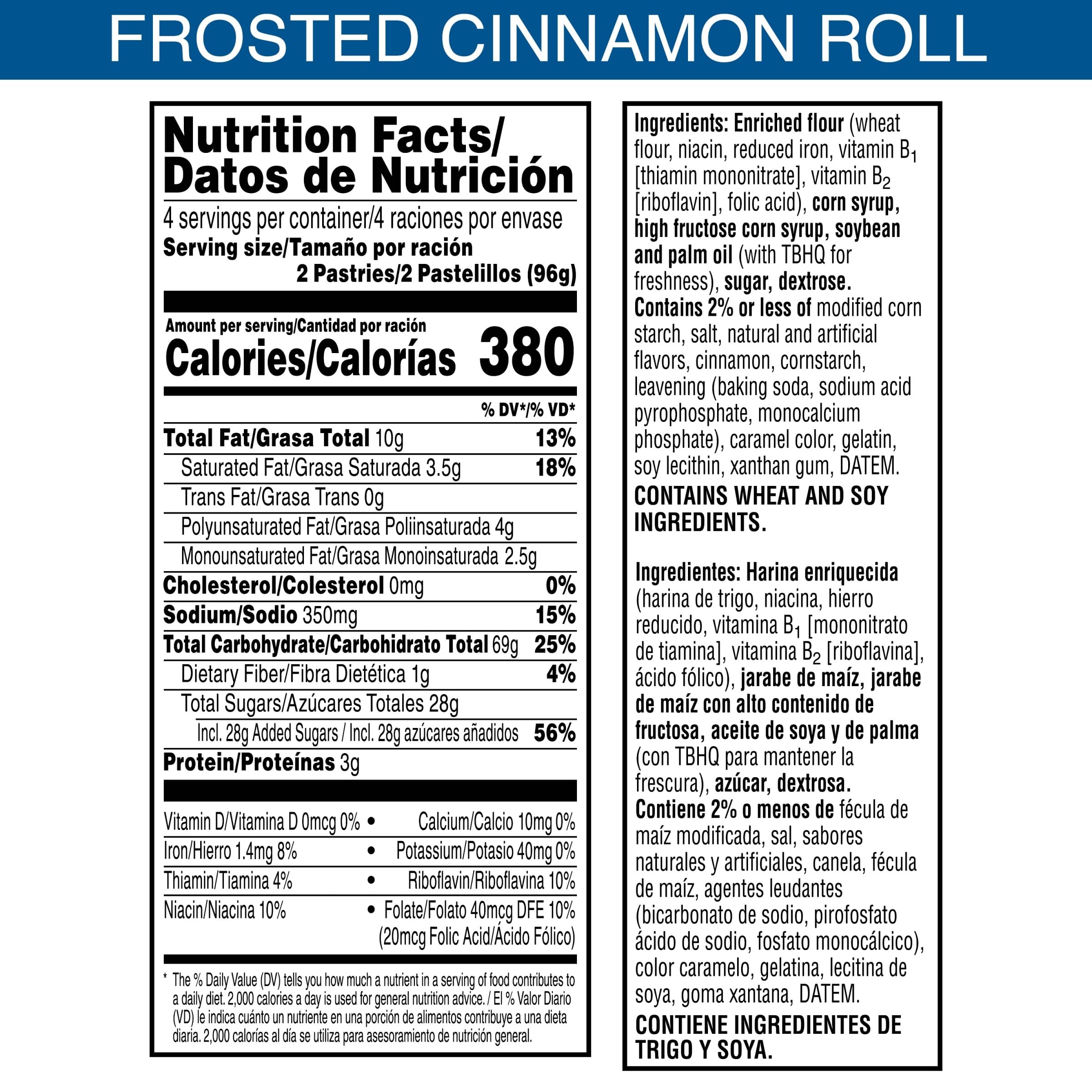Pop-Tarts Toaster Pastries Frosted Cinnamon Roll, 13.5oz Box (8 Pop-Tarts)