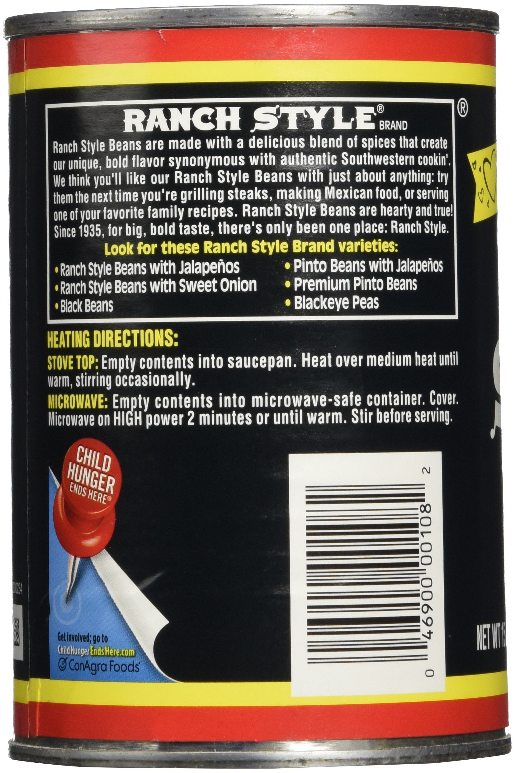 Ranch Style Black Beans, 15 oz (Pack of 4) Ranch Style