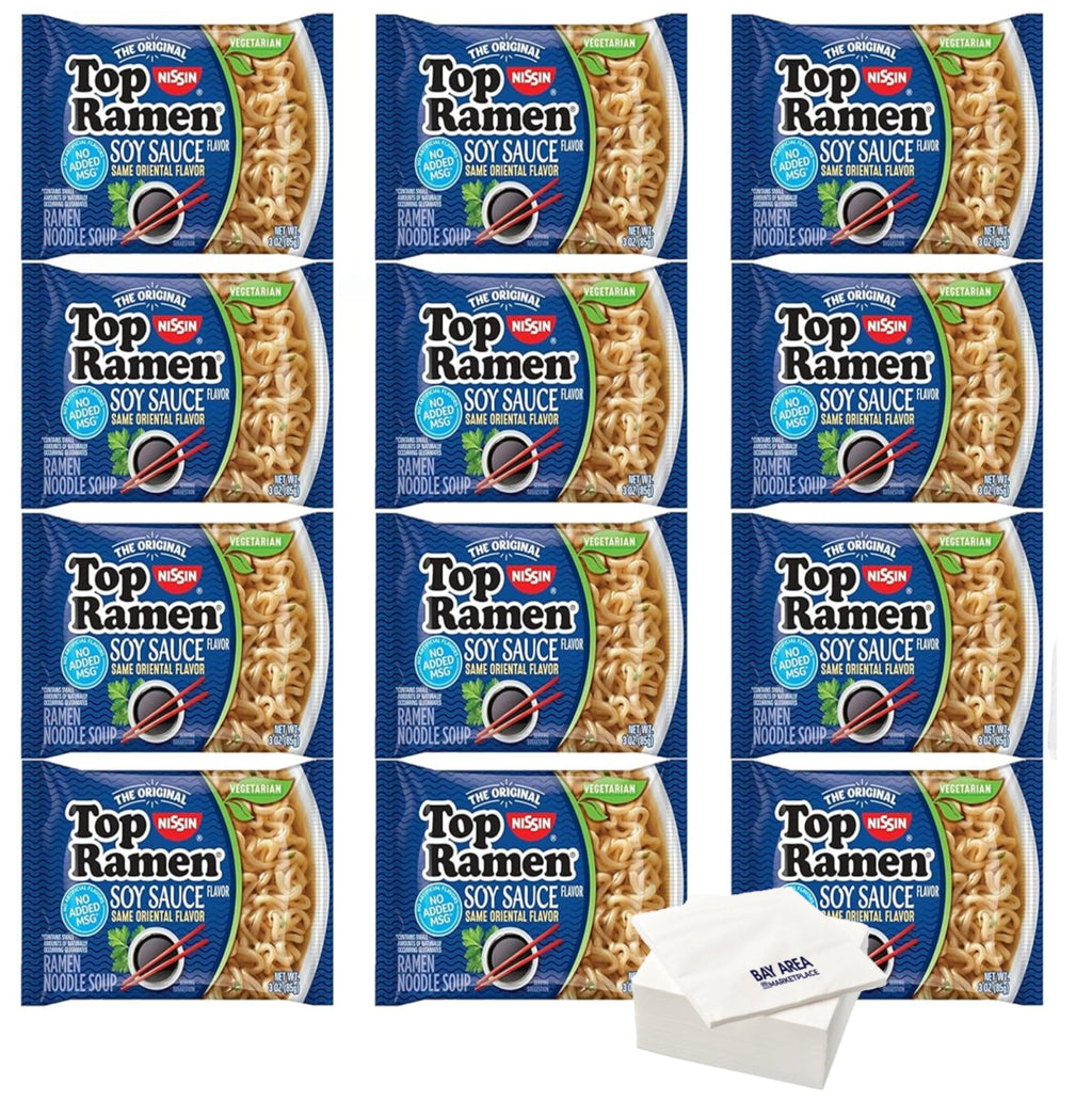 Nissin Top Ramen Soy Sauce Flavor, 3 oz (Pack of 12) Nissin