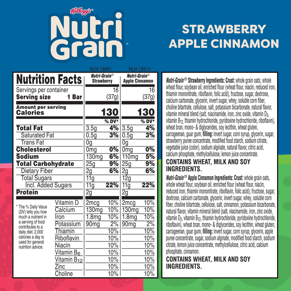 Nutri-Grain Breakfast Bars Variety Pack, 41.6 oz Nutri-Grain