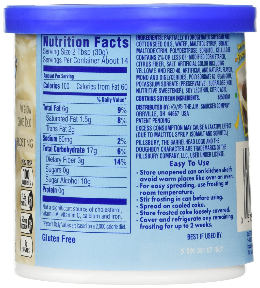 Pillsbury Creamy Supreme Sugar Free Vanilla Frosting, 15 oz (Pack of 2) Pillsbury