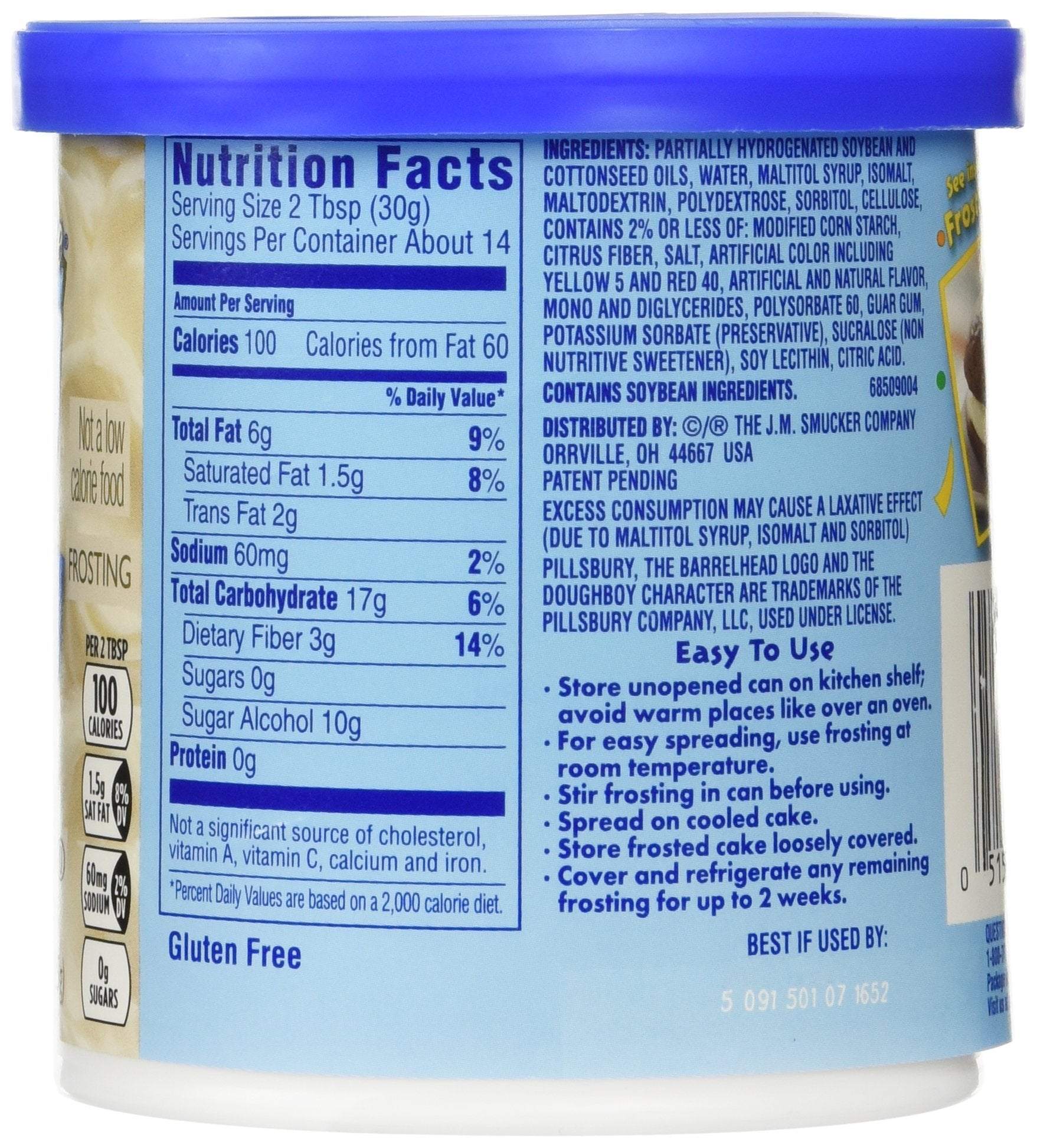 Pillsbury Creamy Supreme Sugar Free Vanilla Frosting, 15 oz (Pack of 2) Pillsbury