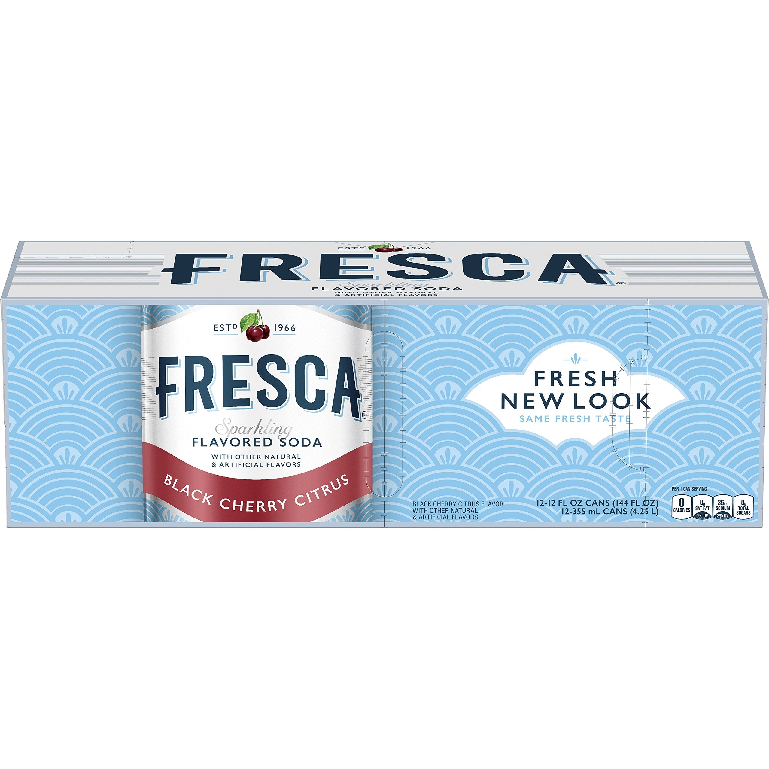 Fresca Black Cherry Soda, Zero Sugar, 12 fl oz (Pack of 12) Fresca