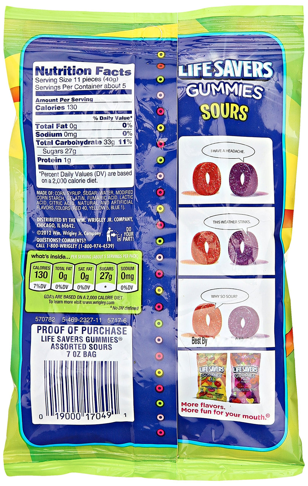 Life Savers Sour Gummies, Assorted Flavors, 7 oz Life Savers