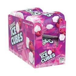 ICE BREAKERS Ice Cubes Raspberry Sorbet Sugar Free Chewing Gum Bottles, 3.24 oz (6 Count, 40 Pieces)